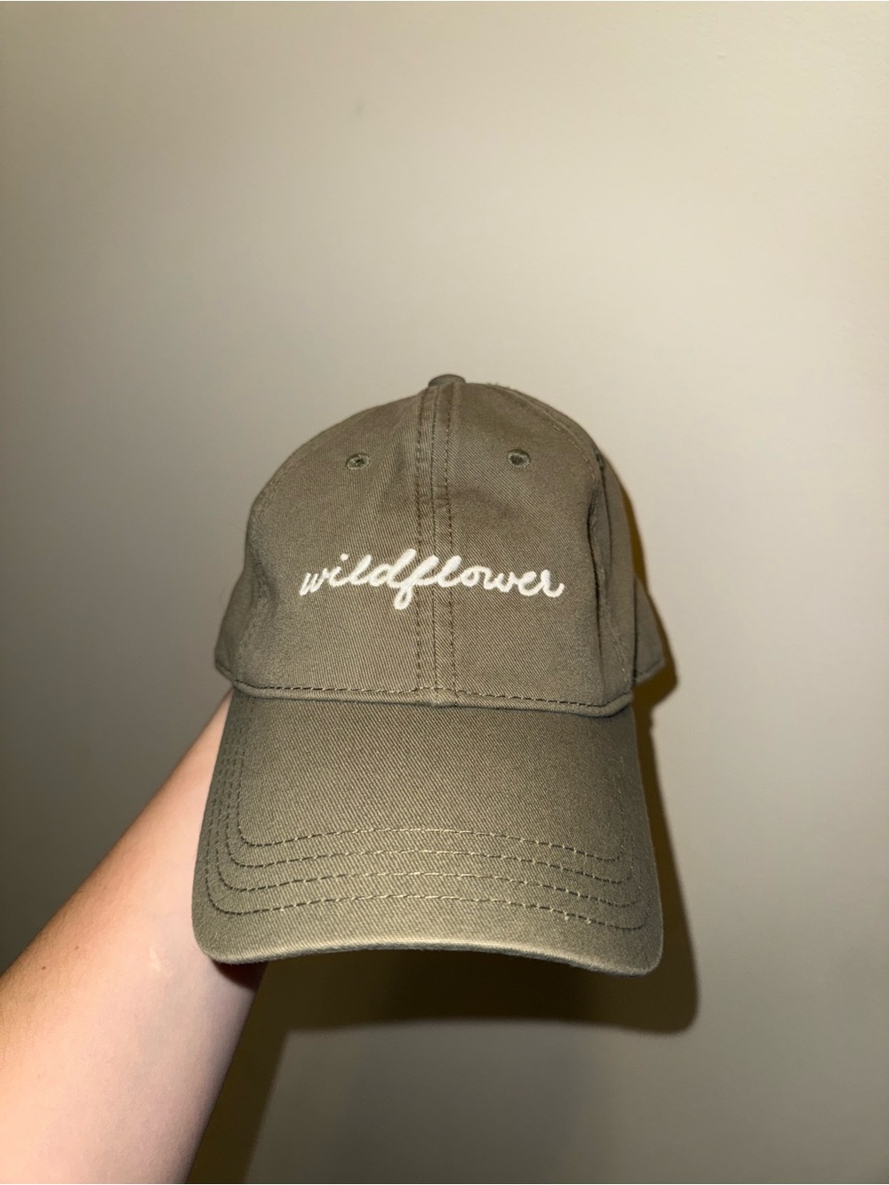 aerie Wildflower Embroidered Olive Green Baseball Cap